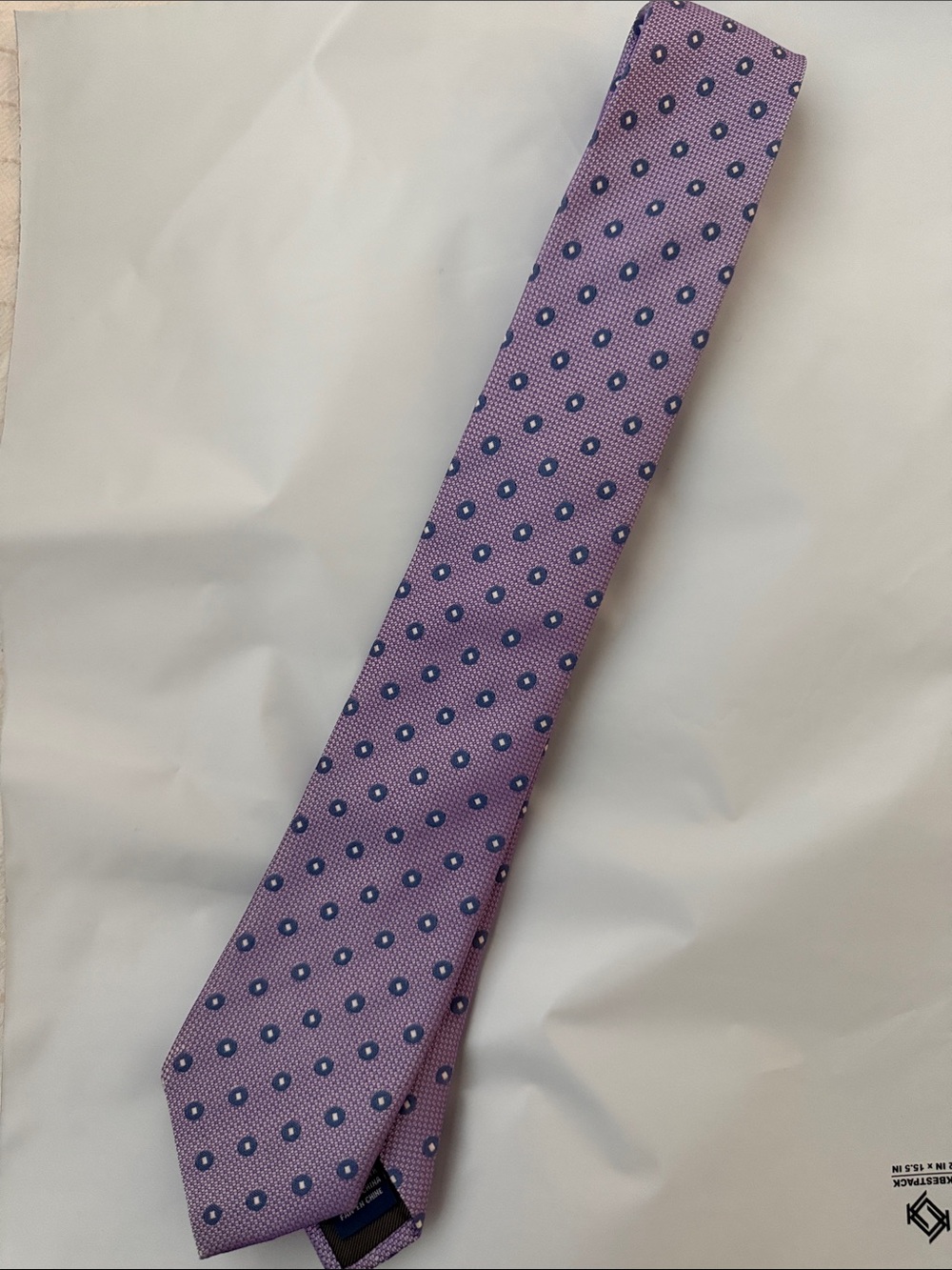 Vince Camuto Men's Slim Necktie Purple, Gray, Blue Dots 70% Silk